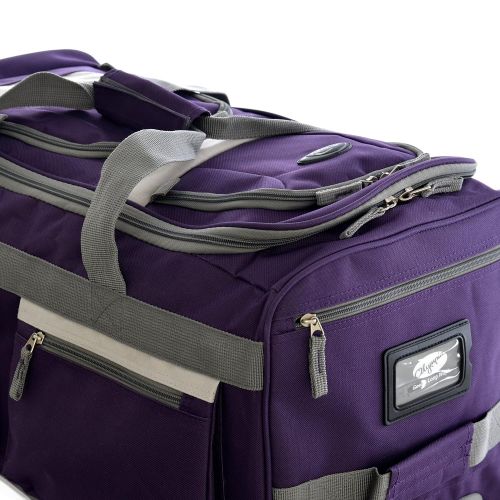  Olympia 22 Inch 8 Pocket Rolling Duffel, Black/Purple, One Size