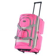 Olympia Luggage Sports Plus 22 Inch 8 Pocket Rolling Duffel Bag, Hot Pink, One Size
