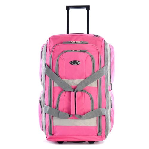  Olympia Luggage Sports Plus 22 Inch 8 Pocket Rolling Duffel Bag, Hot Pink, One Size