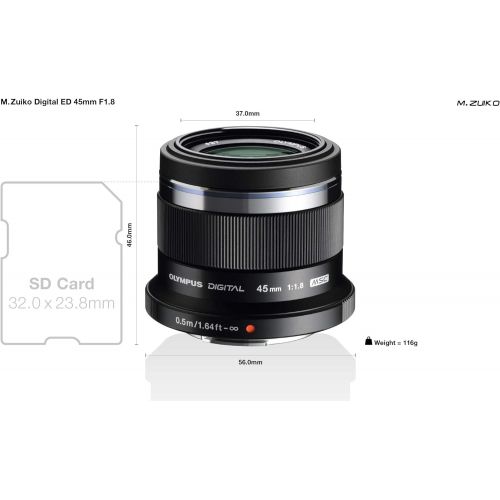  [아마존베스트]Olympus M.Zuiko Digital 45 mm F1.8 Lens, Bright Fixed Focal Length (Olympus OM-D & Pen Models, Panasonic G-Series), Black & LH-40B Lens Hood (Suitable for MFT 45 mm) Black