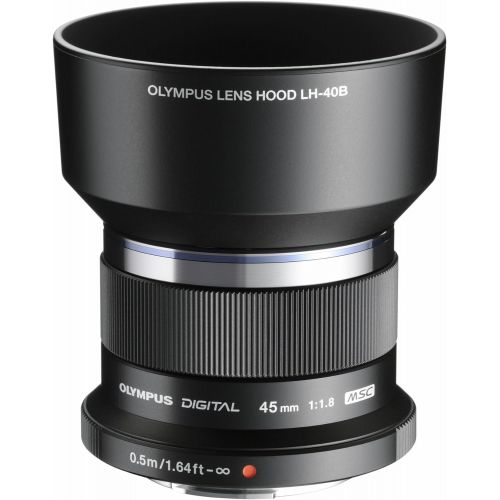  [아마존베스트]Olympus M.Zuiko Digital 45 mm F1.8 Lens, Bright Fixed Focal Length (Olympus OM-D & Pen Models, Panasonic G-Series), Black & LH-40B Lens Hood (Suitable for MFT 45 mm) Black