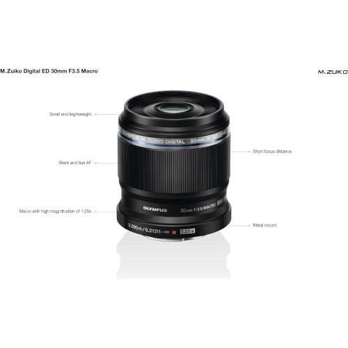  [아마존베스트]Olympus M.Zuiko Digital ED 30 mm F3.5 Macro Lens, Suitable for all MFT Cameras (Olympus OM-D & PEN Models, Panasonic G Series), Black