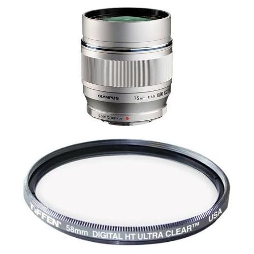  Olympus M.ZUIKO DIGITAL ED 75mm f1.8 (Silver) Lens UV Filter Bundle