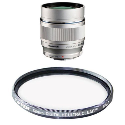  Olympus M.ZUIKO DIGITAL ED 75mm f1.8 (Silver) Lens UV Filter Bundle
