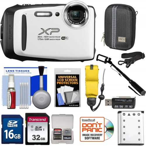 후지필름 Fujifilm FinePix XP130 Shock & Waterproof Wi-Fi Digital Camera (White) with 32GB Card + Battery + Cases + Float Strap + Selfie Stick + Kit