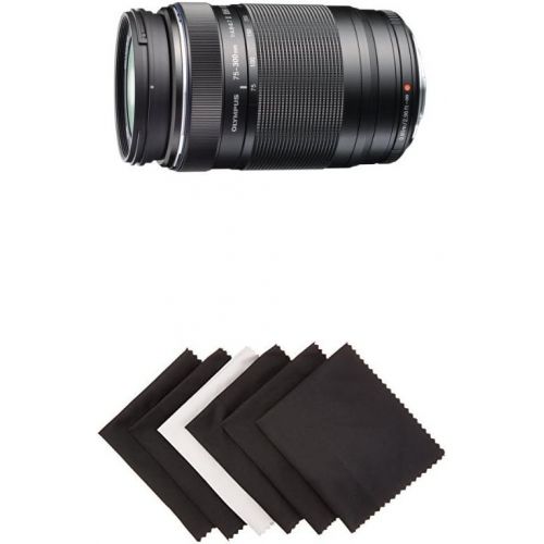  Olympus MSC ED-M 75 to 300mm II f4.8-6.7 Zoom Lens w AmazonBasics Microfiber Cloths