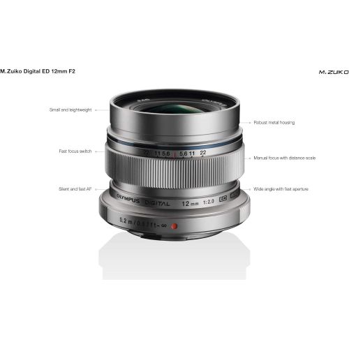  Olympus M. Zuiko Digital ED 12mm f2.0 Lens for Micro Four Thirds Cameras - International Version (No Warranty)