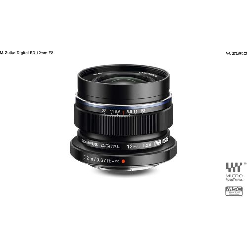  Olympus M.zuiko Digital Ed 12mm F2.0 Lens Black for Micro Four Thirds System - International Version (No Warranty)