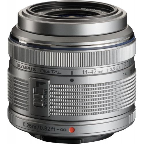  Olympus M.Zuiko 14-42mm II R, Interchangeable Lens for OlympusPanasonic Micro 43 Cameras, Silver