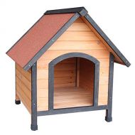 Olymstore Wooden Dog House Kennel, Elevated Waterproof Pet Home Shelter with Roof for Indoor or Outdoor Use, 30.7’’L x 34.6’’W x 32.7’’H