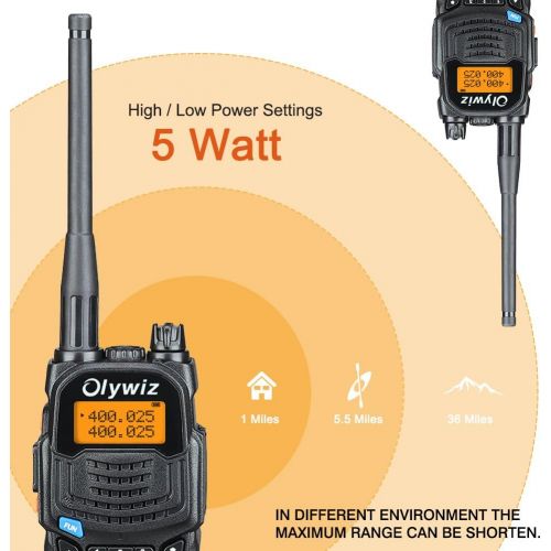  Walkie Talkie Dual Band Olywiz-UV6S Two Way Radio Long Range Walkie Talkie 2000MAH Battery Capacity 5W 128 Channels LCD Built-in Flashlight Outdoor Camping Radio 1 PACK