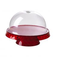 Omada Domed Break-Resistant Cake Stand Footed Serving Display,Diamond line by omadadesign, Red