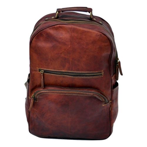  Omansh Romansh Genuine Leather College Bag Retro Rucksack Backpack School Picnic Bag Travel