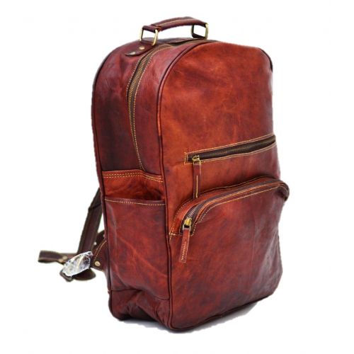  Omansh Romansh Genuine Leather College Bag Retro Rucksack Backpack School Picnic Bag Travel