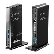 Omars USB 3.0 Universal Docking Station mit dual Videoausganen HDMI & DVI (VGA) Gigabit Ethernet LAN 2X USB 3.0 4X USB 2.0 Audio fuer Laptop PC Windows Notebook oder Mac