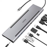 USB C Hub Omars 10 in 1 USB Type-C Docking Station with USB C Power Delivery, 4K HDMI, VGA, 1000Mbps Ethernet Port, 3 x USB 3.0, 3.5mm Aux, TF/SD Card Reader for MacBook Pro and Mo
