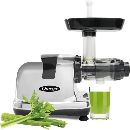  Omega Juicer J8006HDC Slow Masticating Cold Press Vegetable and Fruit Juice Extractor and Nutrition System, Triple Stage, 200-Watts, Chrome