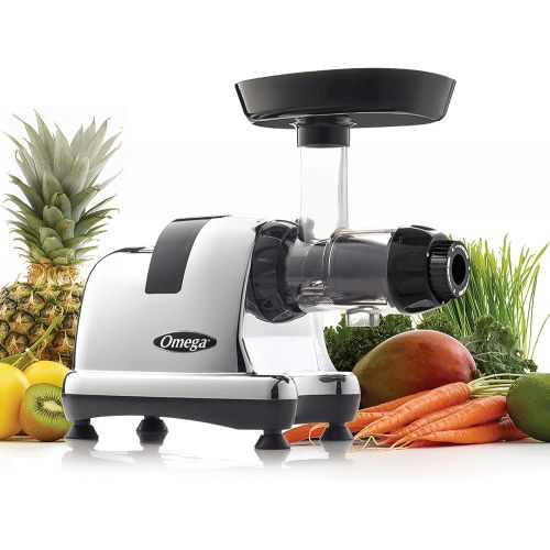 Omega Juicer J8006HDC Slow Masticating Cold Press Vegetable and Fruit Juice Extractor and Nutrition System, Triple Stage, 200-Watts, Chrome