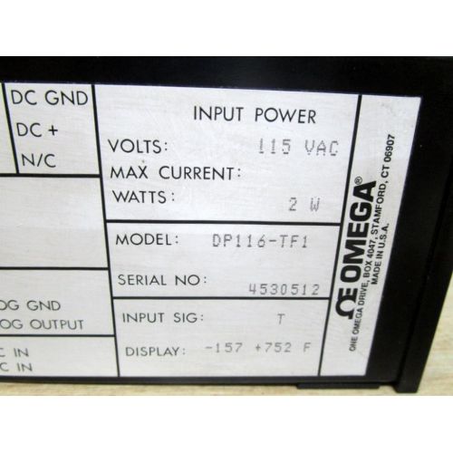 Omega OMEGA DP116-TF1 Thermocouple Indicator Controller Calibration T