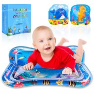 Inflatable Tummy Time Water Play Mat Infants & Toddlers, Omew Baby Water Mat Playmat Patted Pad Prostrate Water Cushion with 2 Bath Books-Perfect Fun Time Activity Center for Babys
