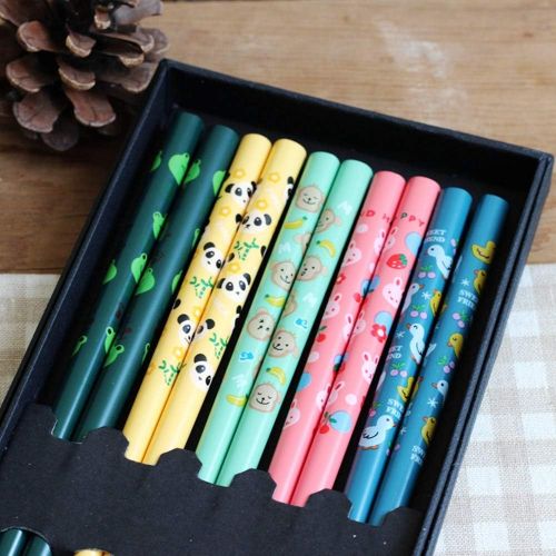  [아마존베스트]Omia 5 Pairs Premium Reusable Chopsticks Set - Natural Wooden Chinese Japanese Korean Chopsticks, Lightweight Easy to Use Chop Sticks Utensils for Asian Food (Colorful Animals)