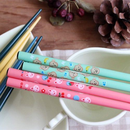  [아마존베스트]Omia 5 Pairs Premium Reusable Chopsticks Set - Natural Wooden Chinese Japanese Korean Chopsticks, Lightweight Easy to Use Chop Sticks Utensils for Asian Food (Colorful Animals)