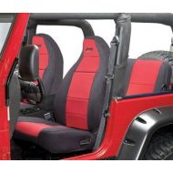 Omix Coverking Front 50/50 Bucket Custom Fit Seat Cover for Select Jeep Wrangler TJ Models - Neoprene (Red with Black Sides)