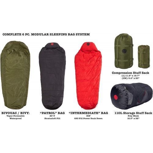  OmniCore Designs Mil-Spec 6-pc. Modular Sleeping Bag System 30F to -30F (Mummy & Hooded Rectangular)