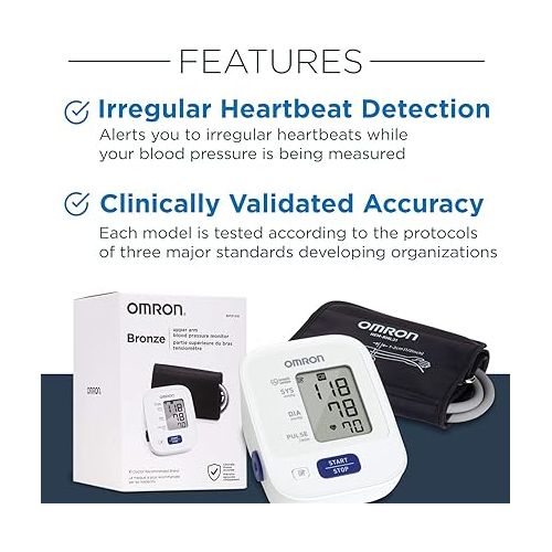  OMRON Bronze Blood Pressure Monitor, Upper Arm Cuff, Digital Blood Pressure Machine, Stores Up To 14 Readings