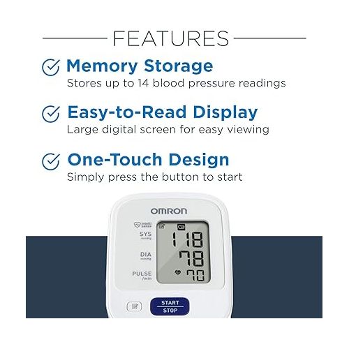  OMRON Bronze Blood Pressure Monitor, Upper Arm Cuff, Digital Blood Pressure Machine, Stores Up To 14 Readings