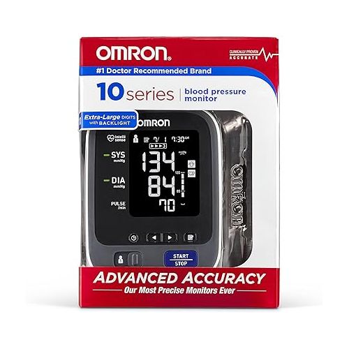  Omron 10 Series Upper Arm Blood Pressure Monitor; 2-User, 200-Reading Memory, Backlit Display, TruRead Technology, BP Indicator LEDs by Omron