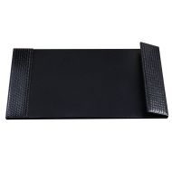 On My Desk 19 x 24 Woven Desk Pad with Smooth Writing Surface and Woven Side Panel Accents with Right Side Magnetic Open/Close Panel, Black (OMD11026B)