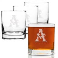 On The Rox Drinks On The Rox 4 Piece Glass Set Engraved with A-Monogram, 11-Ounce