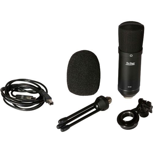  On-Stage ASB700 Podcast Bundle with USB Microphone, Broadcast Arm, Pop Filter & Cable