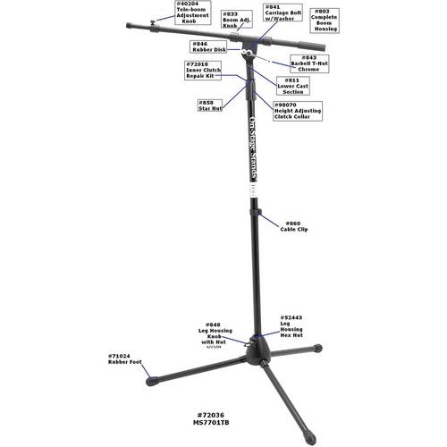  On-Stage MS7701TB Telescoping Euro-Boom Mic Stand (Black)