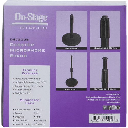  On-Stage DS7200B Adjustable Height Desktop Mic Stand (Black)