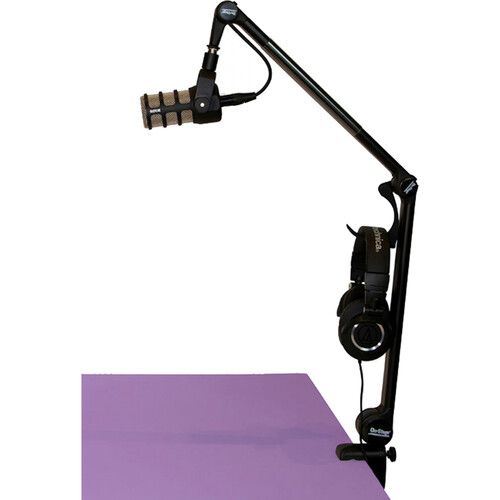  On-Stage Broadcast-Style Microphone Boom Arm with Built-In XLR Cable and Detachable Headphone Hanger