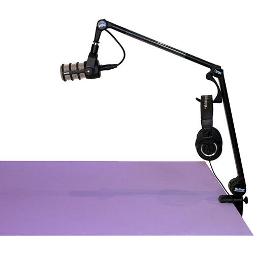  On-Stage Broadcast-Style Microphone Boom Arm with Built-In XLR Cable and Detachable Headphone Hanger