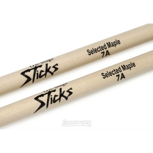  On-Stage Maple Drumsticks 12-pair - 7A - Wood Tip