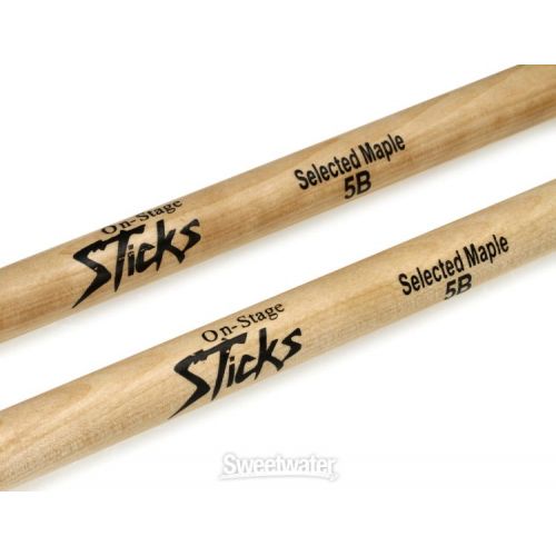  On-Stage Maple Drumsticks 12-pair - 5B - Nylon Tip