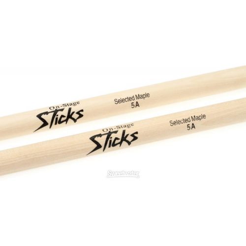  On-Stage Maple Drumsticks 12-pair - 5A - Wood Tip