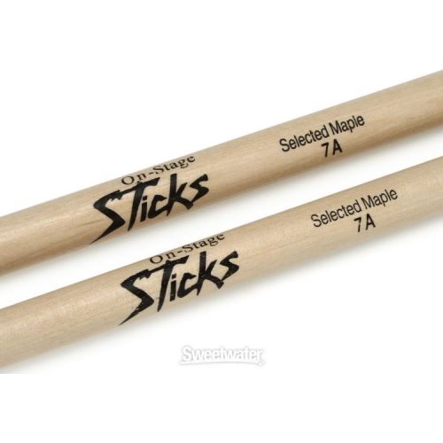  On-Stage Maple Drumsticks 12-pair - 7A - Nylon Tip