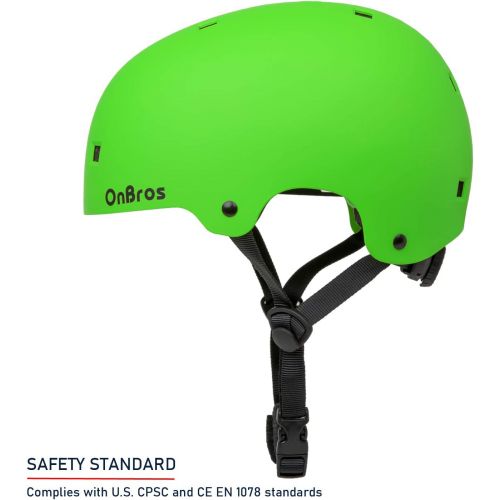  Skateboard Helmet, OnBros Bike Helmets for Men and Women, Road Bike Helmets for Adults, Adjustable BMX Cycling Skates Scooter Helmets, Multi-Sport Helmet for Youth and Adults