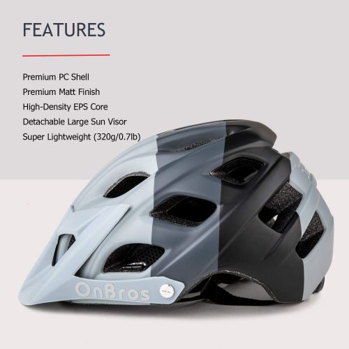  Bike Helmet, OnBros Mountain Bike Helmets for Men and Women, Bicycle Helmet with Visor, Lightweight Adult Bike Helmet, Skate Cycling Helmet