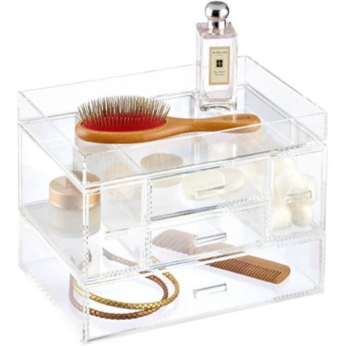  OnDisplay Venice 5 Drawer Tiered Acrylic MakeupJewelry Organizer, Clear, NULL