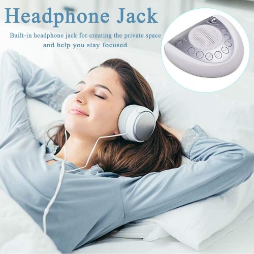  Onlyee White Noise Machine - Sleep Sound Machine with 8 Natural Soothing Sounds for Sleeping, Battery or AC Powered, Auto-Off Timer, USB Port, Headphone Jackfor Home, Office, Baby