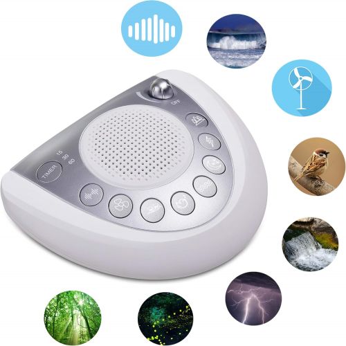  Onlyee White Noise Machine - Sleep Sound Machine with 8 Natural Soothing Sounds for Sleeping, Battery or AC Powered, Auto-Off Timer, USB Port, Headphone Jackfor Home, Office, Baby