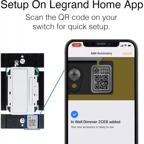  [아마존핫딜][아마존 핫딜] Legrand-On-Q Legrand | On-Q Smart Light Switch Dimmer, Works with Apple HomeKit, Alexa & Google Assistant, WiFi, No Hub Required, iOS only, Requires Neutral, White, HKRL50WH