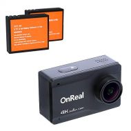 OnReal Native 4K Action Camera 16MP Action Cam Sports Camera Wi-Fi Camera with 2.45” Touch Screen 170 Degree Viewing Angle Lens and Two Batteries