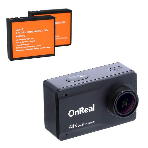  OnReal Native 4K Action Camera 16MP Action Cam Sports Camera Wi-Fi Camera with 2.45” Touch Screen 170 Degree Viewing Angle Lens and Two Batteries